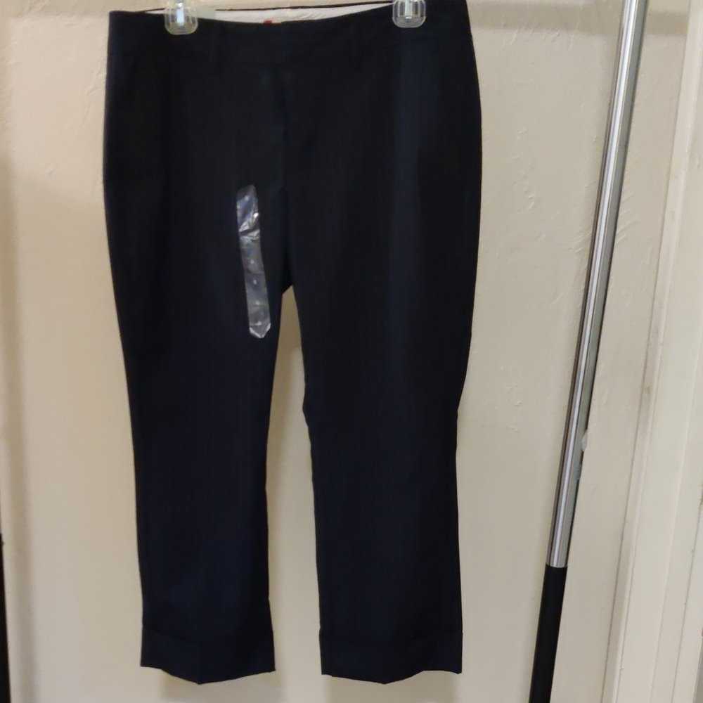 NEW GAP Women's Navy Pinstripe Favorite Trouser Cropped Size 8 Regular